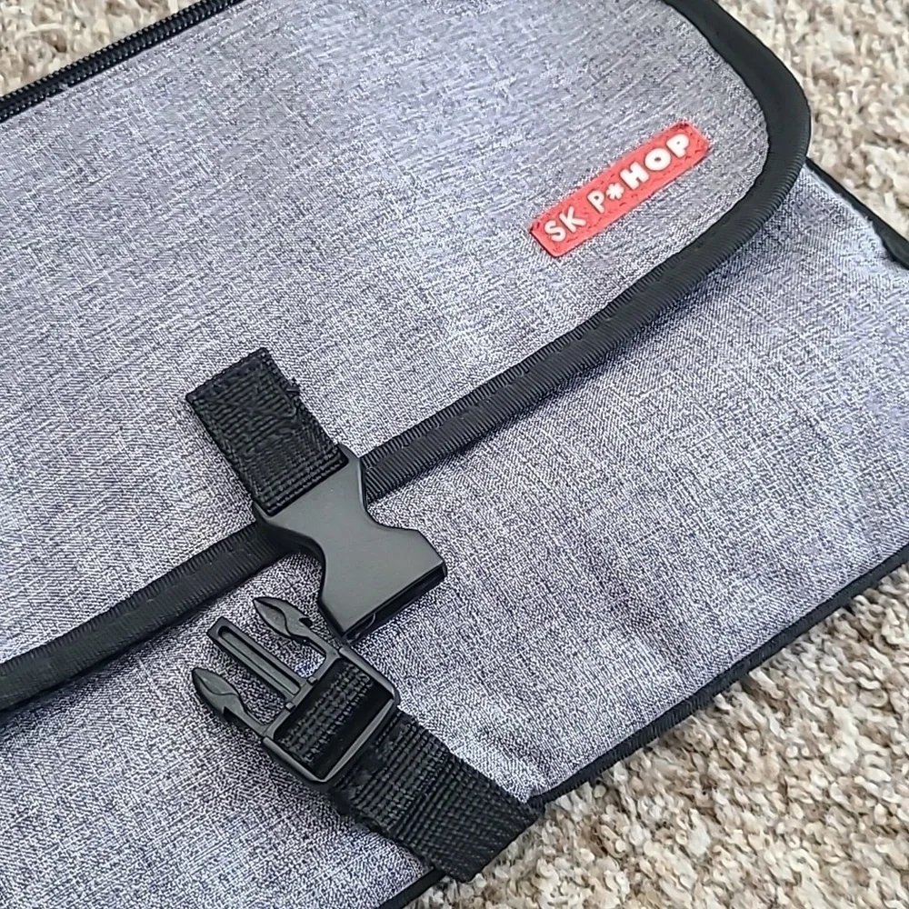 Skip Hop Gray and Red Travel Changing Kit Zip Off Changing Mat